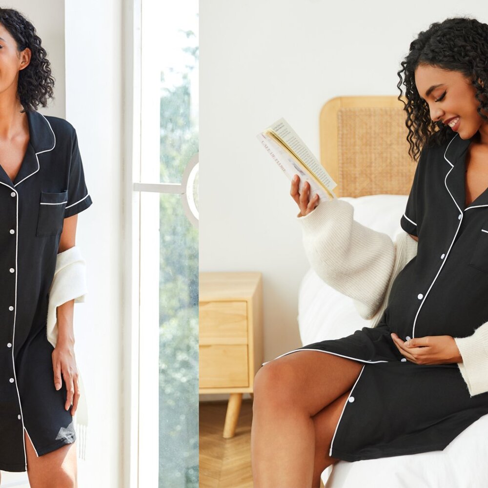 Soft Button Down Nightshirt Oversized Boyfriend P… - image 8